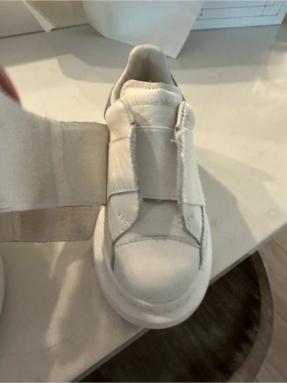 Alexander McQueen White Leather Platform Strap Sneakers for Toddlers Size EU 25 - Picture 6 of 12